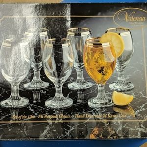 6 all purpose crystal glass decorated with gold tr
